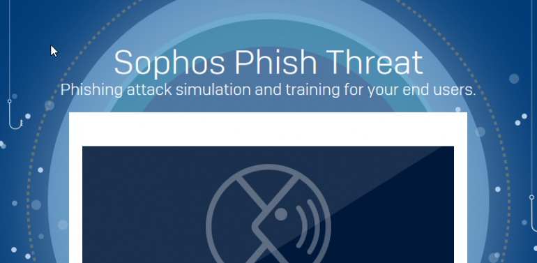 Animated Computer Screen showing the Sophos Phish Threat logo