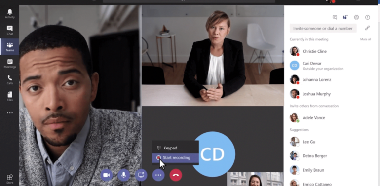 Mutliple people in a Microsoft teams video conference call